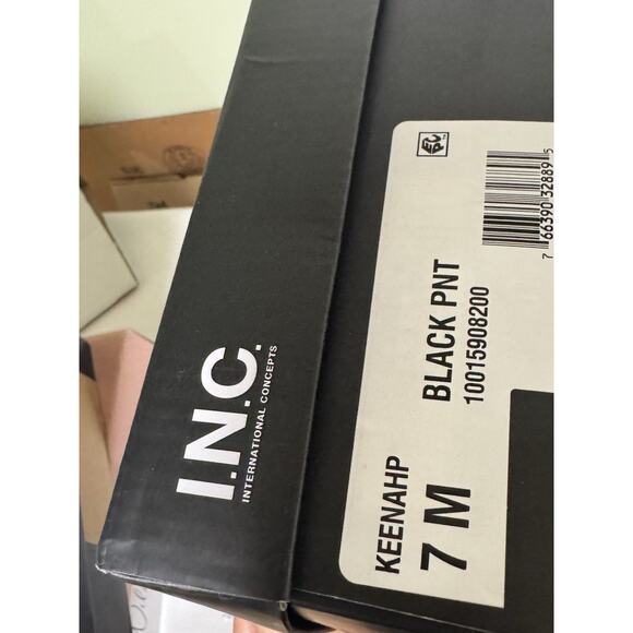 INC Keenah Patent Square Toe Black Thigh-High Boots Women's Size 7M New In Box - Picture 5 of 7